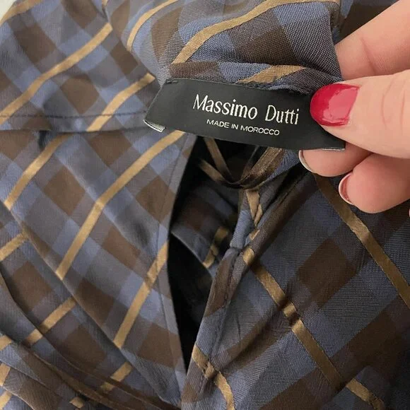 Massimo Dutti Womens Dress EU 38
US 6 Plaid Halter Neck Blue Brown NWT - Picture 10 of 15